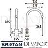 Bristan Artisan Easyfit Sink Mixer Kitchen Tap Dimensions